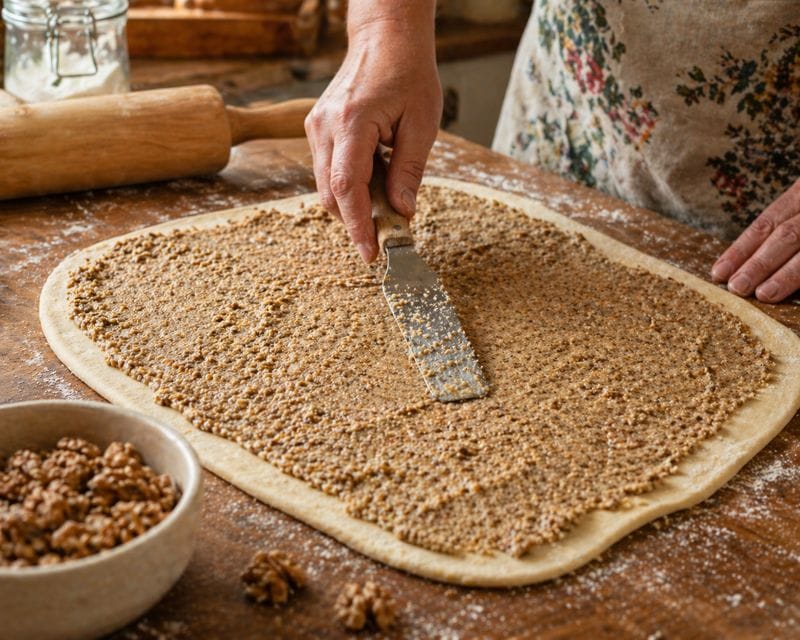 Mazanje nadeva za orehovo potico