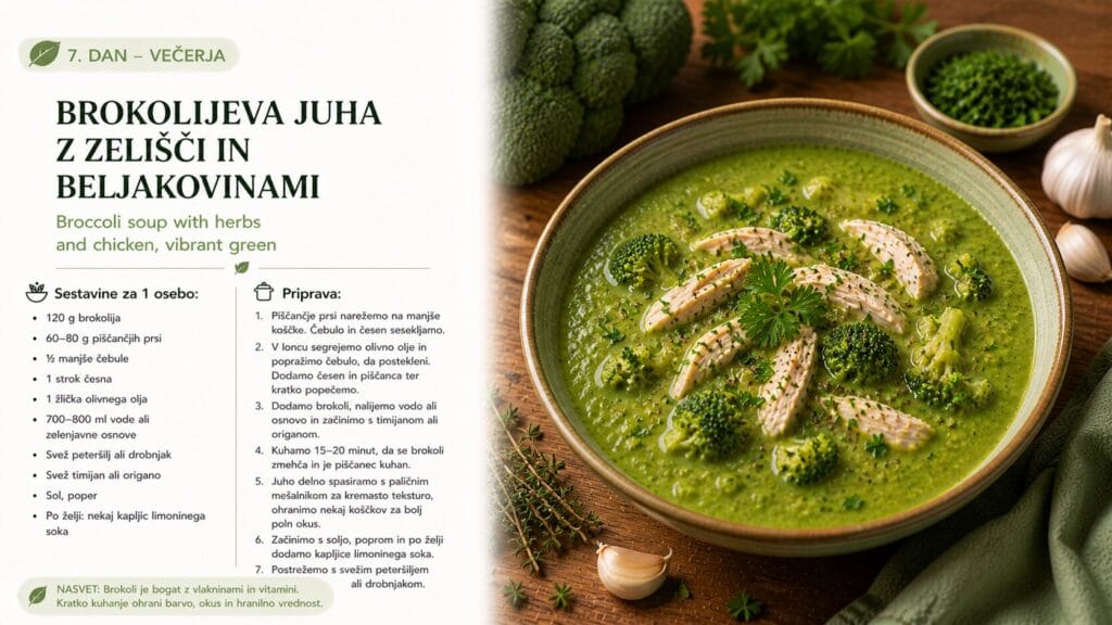 Brokolijeva juha z zelišči in beljakovinami