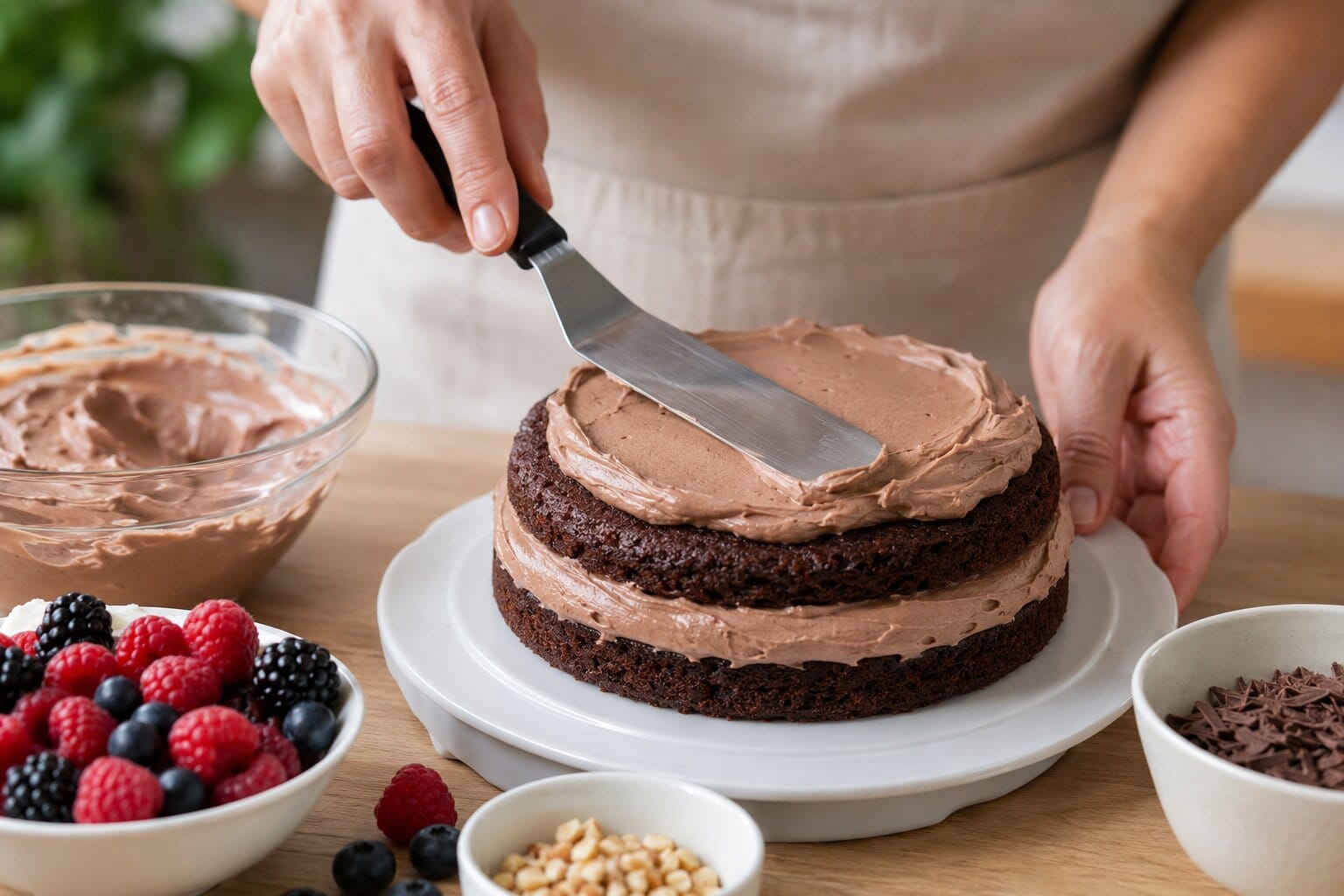 Mazanje fit torte s čokoladno kremo