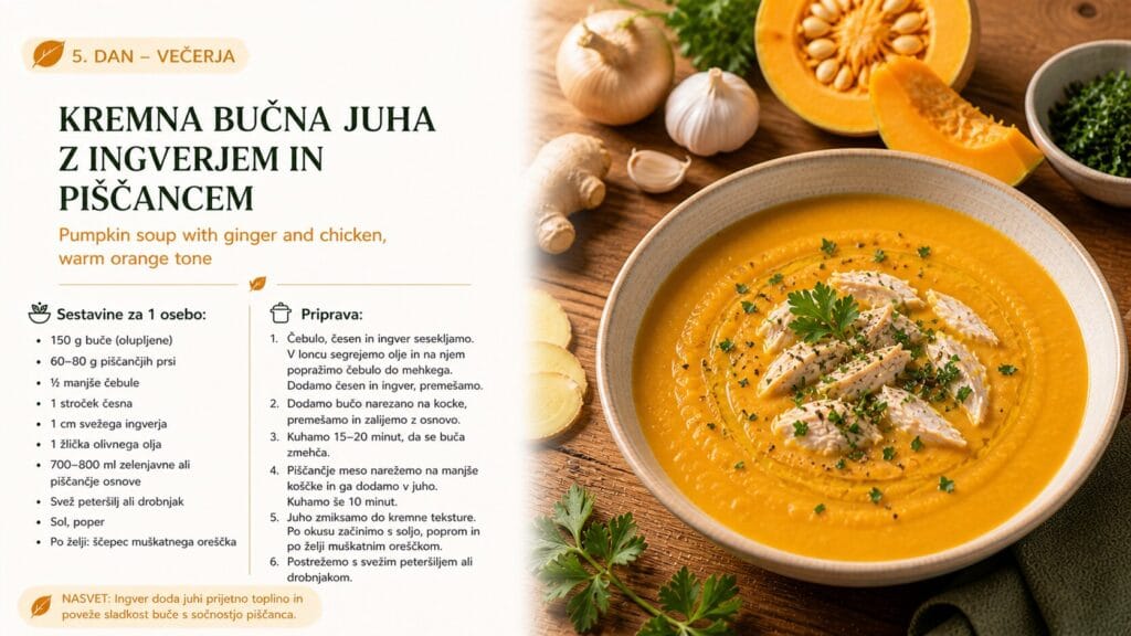 Kremna bučna juha z ingverjem in piščancem