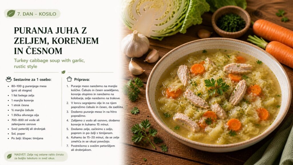 Puranja juha z zeljem, korenjem in česnom